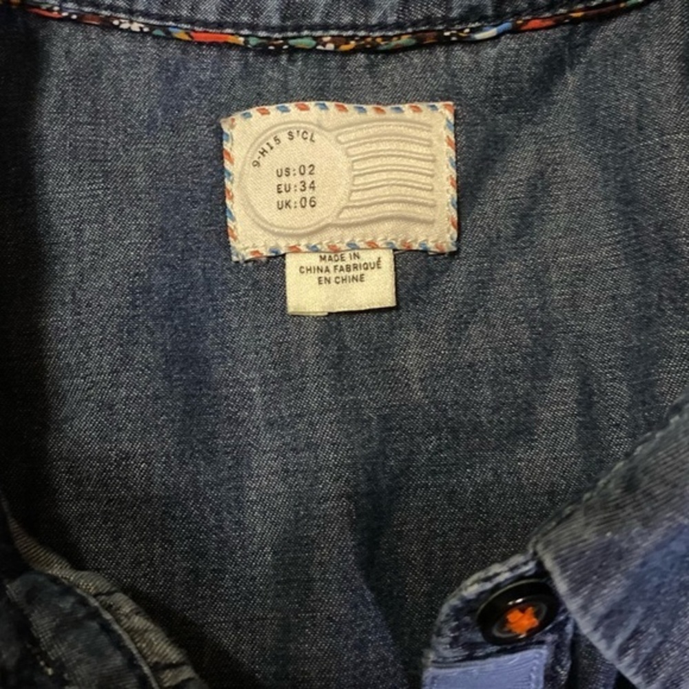 Anthropologie Poatage Stamp Brand Chambre and Floral Button down Womens Sz 2‎ - Picture 6 of 6
